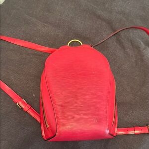 Red Leather Women's Backpack